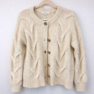 Madewell Cable Knit Cardigan Sweater Womens XS Cream Chunky Cozy Cottagecore